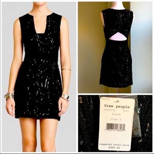 NWT Free People Black Sequin Mini Dress